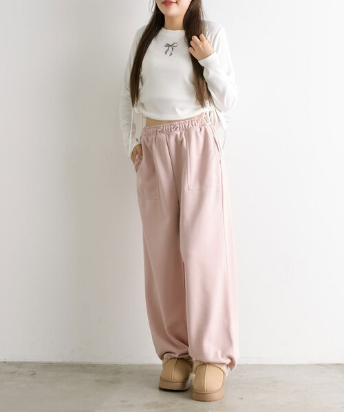 OLIVE des OLIVE(オリーブデオリーブ)の「裾ドロストスウェットパンツ(その他パンツ・レディース・オートミール/ピンク/トップグレー/スミクロ・FREE)」の20枚目の写真