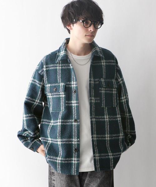 RAGEBLUE（レイジブルー）の「ツイードオーバーサイズチェックシャツ（シャツ/ブラウス・メンズ・ホワイト系その他/ブルー系その他・MEDIUM/LARGE）」の4枚目の写真