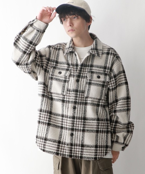 RAGEBLUE（レイジブルー）の「ツイードオーバーサイズチェックシャツ（シャツ/ブラウス・メンズ・ホワイト系その他/ブルー系その他・MEDIUM/LARGE）」の9枚目の写真