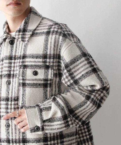RAGEBLUE（レイジブルー）の「ツイードオーバーサイズチェックシャツ