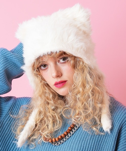 セール】an meets zakka ネコ耳イヤーフラップファーニットキャップ