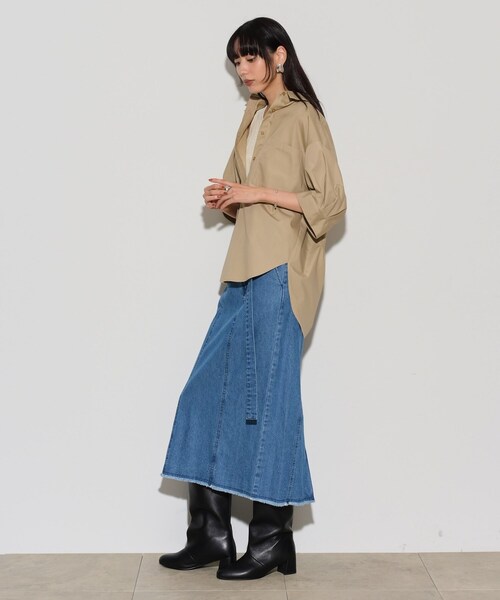 GALLEST(ギャレスト)の「◆タックスリーブフォルムシャツ(シャツ/ブラウス・レディース・ボルドー/ベージュ/ブラック・38)」の5枚目の写真