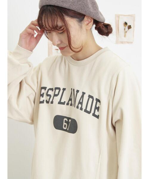 Samansa Mos2(サマンサ モスモス)の「ロゴプリントゆるスウェット(Tシャツ/カットソー・レディース・チャコールグレー/パープル/ベージュ/グリーン・F)」の14枚目の写真