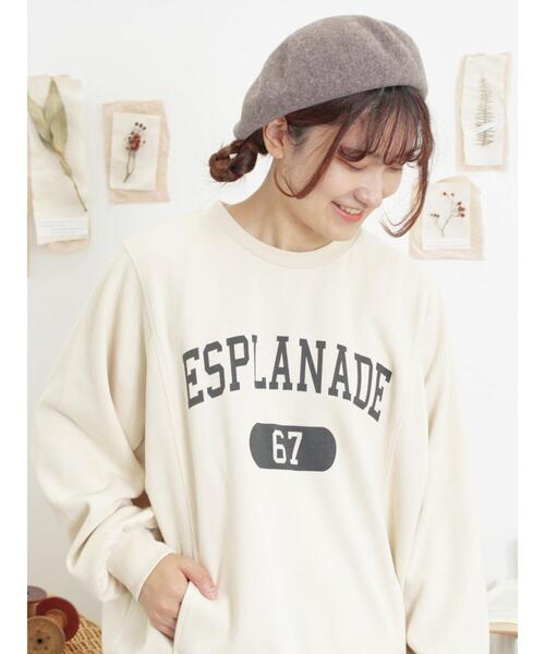 Samansa Mos2(サマンサ モスモス)の「ロゴプリントゆるスウェット(Tシャツ/カットソー・レディース・チャコールグレー/パープル/ベージュ/グリーン・F)」の15枚目の写真