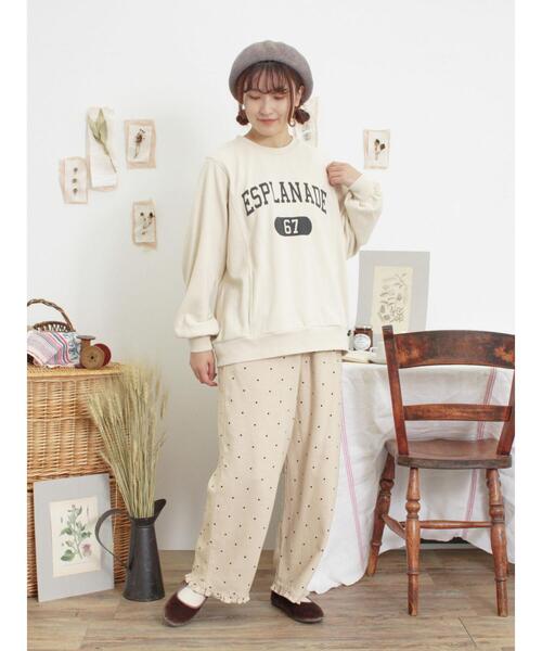 Samansa Mos2(サマンサ モスモス)の「ロゴプリントゆるスウェット(Tシャツ/カットソー・レディース・チャコールグレー/パープル/ベージュ/グリーン・F)」の17枚目の写真