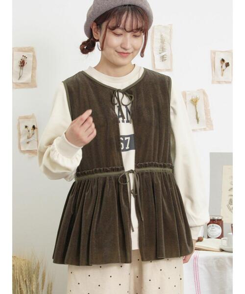 Samansa Mos2(サマンサ モスモス)の「ロゴプリントゆるスウェット(Tシャツ/カットソー・レディース・チャコールグレー/パープル/ベージュ/グリーン・F)」の19枚目の写真