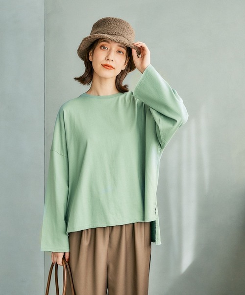 studio CLIP（スタディオクリップ）の「【一部店舗先行発売】オーガニックコットンワイドプルオーバー（Tシャツ/カットソー・レディース・オフホワイト/ライトグリーン/ネイビー/ピンク・FREE）」の3枚目の写真