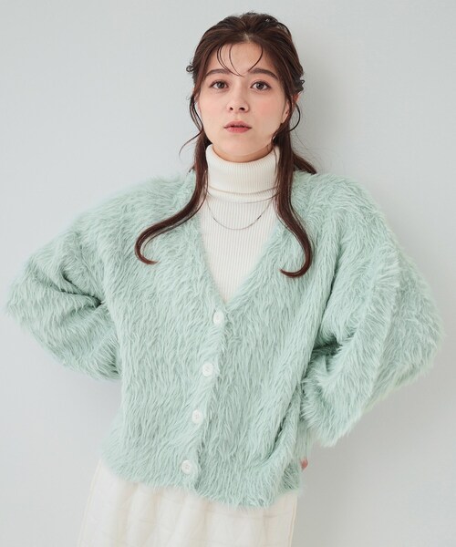 Cutie Blonde(キューティーブロンド)の「◆フェザー調ニットカーディガン(カーディガン/ボレロ・レディース・アイボリー/ブラック/ライトブルー・00)」の3枚目の写真