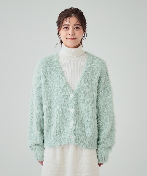 Cutie Blonde(キューティーブロンド)の「◆フェザー調ニットカーディガン(カーディガン/ボレロ・レディース・アイボリー/ブラック/ライトブルー・00)」の12枚目の写真