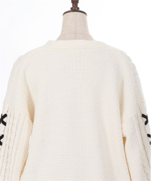 axes femme(アクシーズファム)の「編上モールヤーンニットカーディガン(カーディガン/ボレロ・レディース・キナリ/ミント/ワイン・FREE)」の5枚目の写真