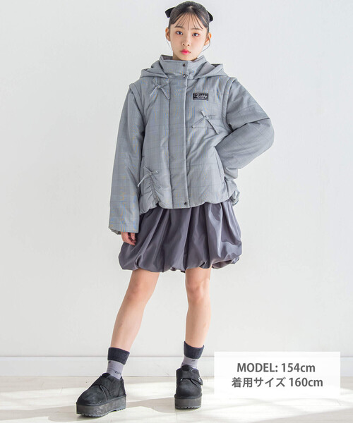 セール】【 ニコ☆プチ 掲載 】リボンフード付き2way中わたアウター  