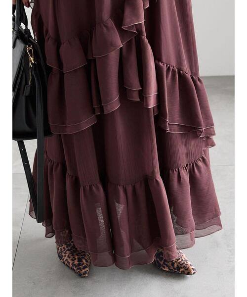 ラッフルフリルアシンメトリーティアードスカート