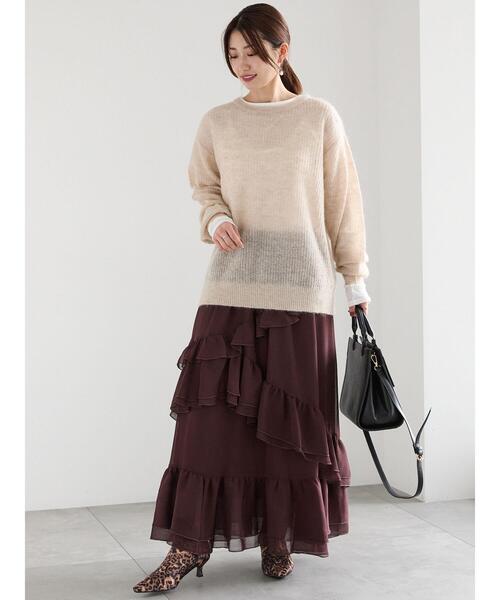 Te chichi（テチチ）の「ラッフルフリルアシンメトリーティアードスカート（スカート・レディース・ベージュ/ブラウン・F）」の5枚目の写真