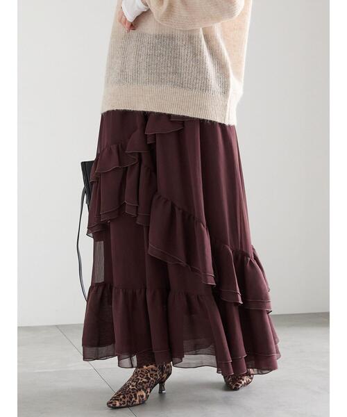 Te chichi（テチチ）の「ラッフルフリルアシンメトリーティアードスカート（スカート・レディース・ベージュ/ブラウン・F）」の7枚目の写真