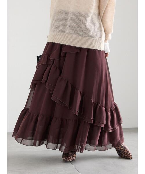 Te chichi（テチチ）の「ラッフルフリルアシンメトリーティアードスカート（スカート・レディース・ベージュ/ブラウン・F）」の8枚目の写真