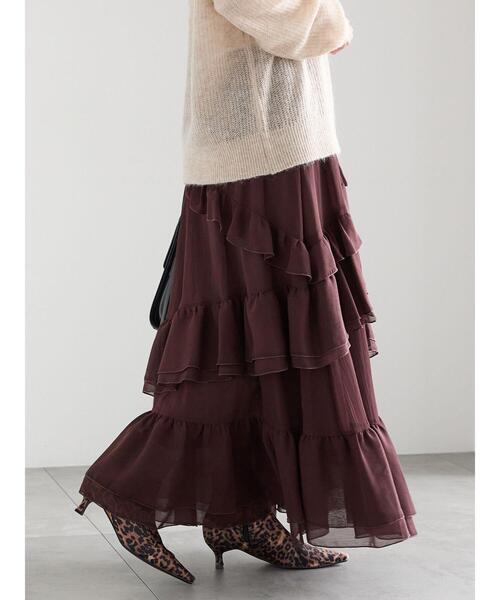 Te chichi（テチチ）の「ラッフルフリルアシンメトリーティアードスカート（スカート・レディース・ベージュ/ブラウン・F）」の10枚目の写真