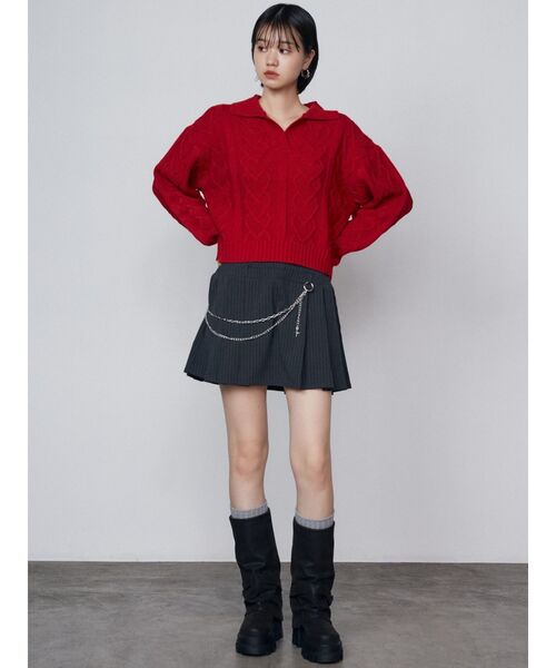 EMODA（エモダ）の「レイヤーチェーンベルトスカート（スカート・レディース・ネイビー/グレー/ブラック・SMALL/MEDIUM）」の6枚目の写真