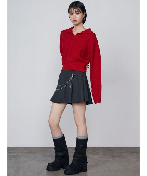 EMODA（エモダ）の「レイヤーチェーンベルトスカート（スカート・レディース・ネイビー/グレー/ブラック・SMALL/MEDIUM）」の7枚目の写真