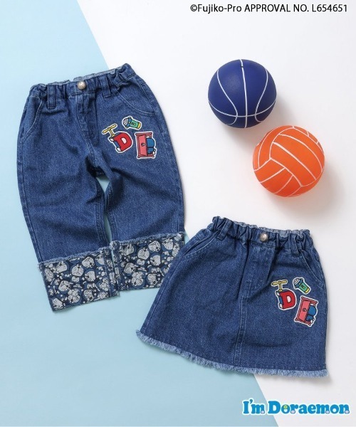 apres les cours（アプレレクール）の「【リンク】Im Doraemon ワッペン付きスカート（デニムスカート・キッズ・インディゴブルー・80/90/100/110/120/130）」の3枚目の写真