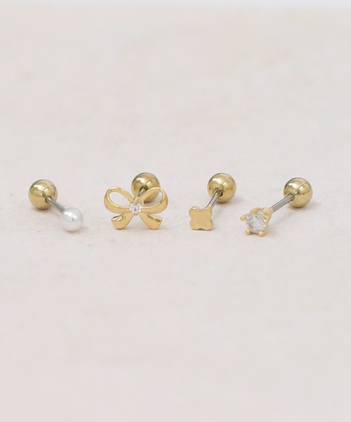 Peony(ピオニー)の「Peoney/サージカルステンレス316L ビジューピアスセット3(ピアス(片耳用)・レディース・A/B/C/D/E/F/G/H/I・FREE)」の3枚目の写真