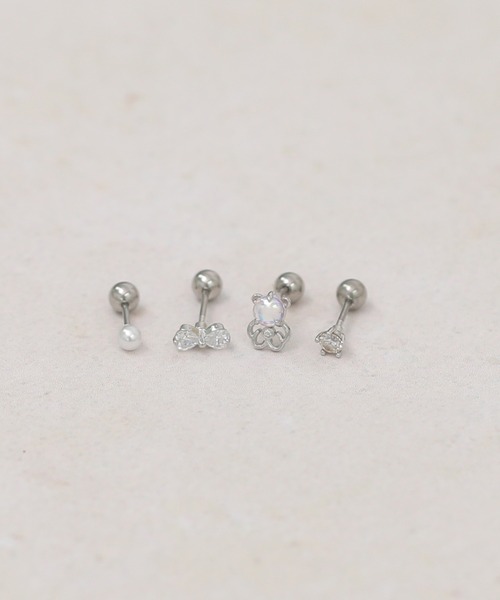 Peony(ピオニー)の「Peoney/サージカルステンレス316L ビジューピアスセット3(ピアス(片耳用)・レディース・A/B/C/D/E/F/G/H/I・FREE)」の5枚目の写真