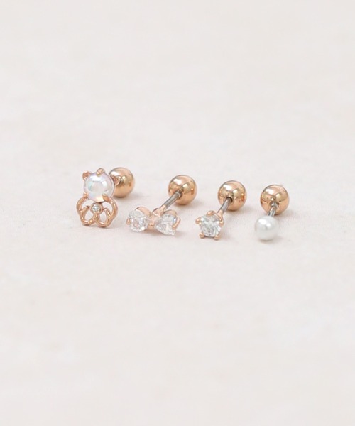 Peony(ピオニー)の「Peoney/サージカルステンレス316L ビジューピアスセット3(ピアス(片耳用)・レディース・A/B/C/D/E/F/G/H/I・FREE)」の6枚目の写真