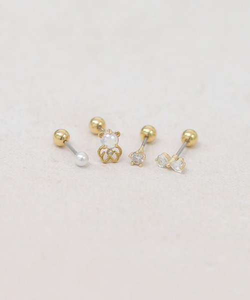 Peony(ピオニー)の「Peoney/サージカルステンレス316L ビジューピアスセット3(ピアス(片耳用)・レディース・A/B/C/D/E/F/G/H/I・FREE)」の17枚目の写真