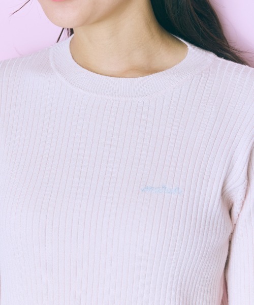 marun（マルン）の「＜大きいサイズ＞ リブニットトップス marun（ニット/セーター・レディース・オフホワイト/ピンク・5L/4L/3L/LL/L）」の9枚目の写真