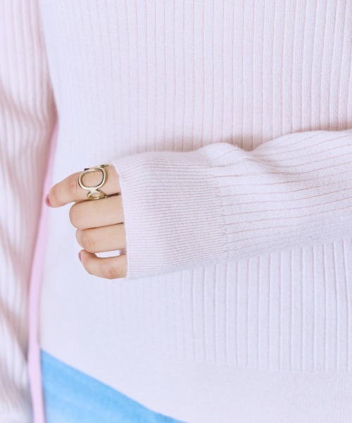 marun（マルン）の「＜大きいサイズ＞ リブニットトップス marun（ニット/セーター・レディース・オフホワイト/ピンク・5L/4L/3L/LL/L）」の11枚目の写真