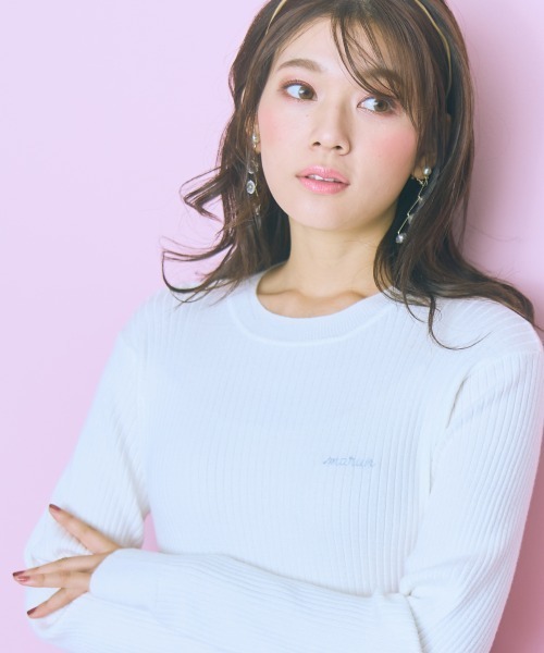 marun（マルン）の「＜大きいサイズ＞ リブニットトップス marun（ニット/セーター・レディース・オフホワイト/ピンク・5L/4L/3L/LL/L）」の14枚目の写真