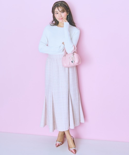 marun（マルン）の「＜大きいサイズ＞ リブニットトップス marun（ニット/セーター・レディース・オフホワイト/ピンク・5L/4L/3L/LL/L）」の3枚目の写真