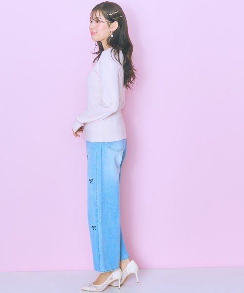 marun（マルン）の「＜大きいサイズ＞ リブニットトップス marun（ニット/セーター・レディース・オフホワイト/ピンク・5L/4L/3L/LL/L）」の21枚目の写真