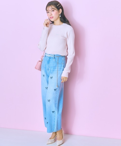 marun（マルン）の「＜大きいサイズ＞ リブニットトップス marun（ニット/セーター・レディース・オフホワイト/ピンク・5L/4L/3L/LL/L）」の4枚目の写真