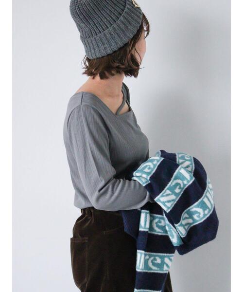 ehka sopo（エヘカソポ）の「ストラップスクエアネックカットソー（Tシャツ/カットソー・レディース・ブラック/キナリ/サックスブルー/グレー・F）」の7枚目の写真