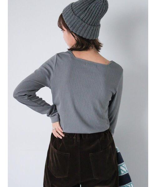 ehka sopo（エヘカソポ）の「ストラップスクエアネックカットソー（Tシャツ/カットソー・レディース・ブラック/キナリ/サックスブルー/グレー・F）」の8枚目の写真