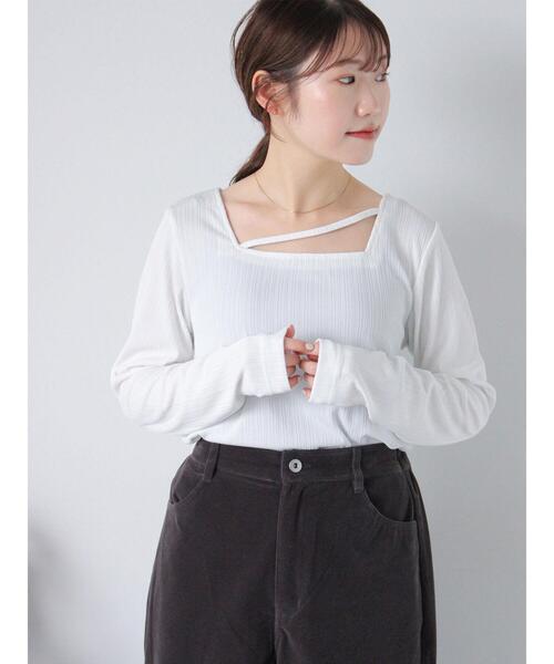 ehka sopo（エヘカソポ）の「ストラップスクエアネックカットソー（Tシャツ/カットソー・レディース・ブラック/キナリ/サックスブルー/グレー・F）」の13枚目の写真