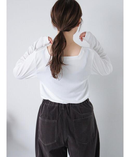 ehka sopo（エヘカソポ）の「ストラップスクエアネックカットソー（Tシャツ/カットソー・レディース・ブラック/キナリ/サックスブルー/グレー・F）」の15枚目の写真