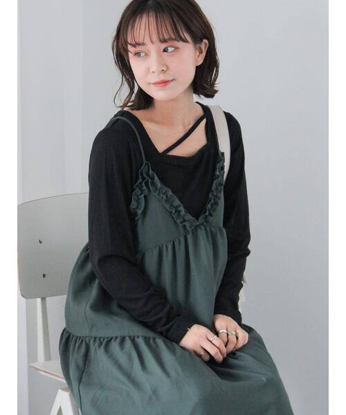 ehka sopo（エヘカソポ）の「ストラップスクエアネックカットソー（Tシャツ/カットソー・レディース・ブラック/キナリ/サックスブルー/グレー・F）」の19枚目の写真