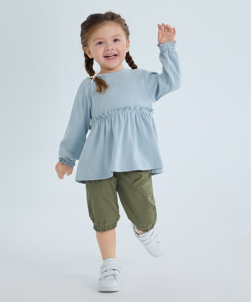 combimini（コンビミニ）の「やわらか長袖ガーリーフレアトップス（さくらんぼ）（Tシャツ/カットソー・キッズ・サックスブルー/ライトピンク・80/130/120/110/100/90）」の7枚目の写真