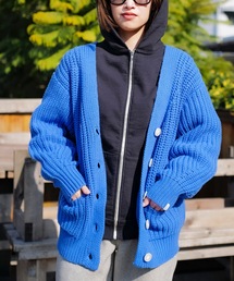 roial（ロイアル）の「CARDIGAN/ROIAL(ロイアル)袖リブ仕様手編み風ニットカーディガン（カーディガン/ボレロ・メンズ）」