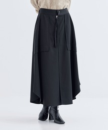 【UJOH/ウジョー】別注 2/70 T/W Impragnated Doeskin Skirt/ウールツイルドッキングフレアスカート