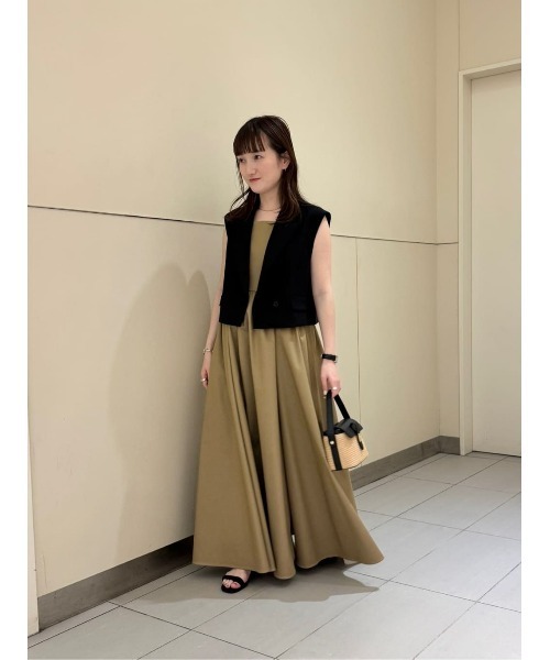 新品 ジョセフアブード 微ストレッチ ペイズリー総柄裏地 ベスト ジレ Lサイズ She's Closet ベスト ジレ 2WAYショート丈深Vネック花柄刺繍