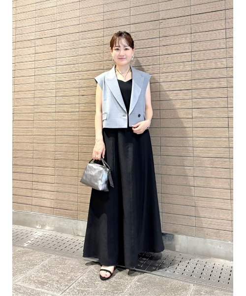 新品　ビューティアンドユース　ポリエステルブレンド ショートジレ　グレー 美品】BEAUTY&YOUTH BY ポリエステルブレンド ショートジレ