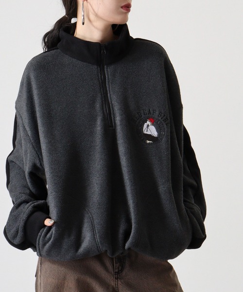Red Cap Girl(レッドキャプガール)の「RED CAP GIRL フリース袖ラインRCG胸刺繍HALFZIP(スウェット・メンズ・オートミール/アイボリー/ブラック/グレー・M/L)」の18枚目の写真
