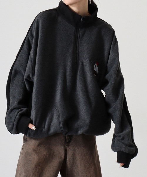 Red Cap Girl(レッドキャプガール)の「RED CAP GIRL フリース袖ラインRCG胸刺繍HALFZIP(スウェット・メンズ・オートミール/アイボリー/ブラック/グレー・M/L)」の17枚目の写真