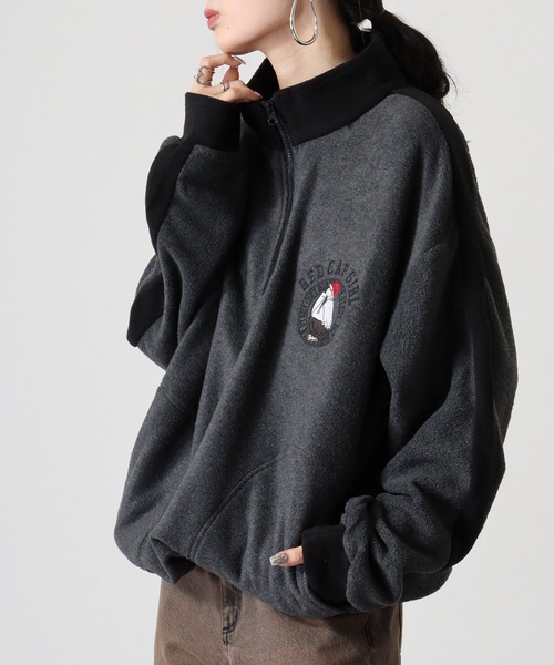 Red Cap Girl(レッドキャプガール)の「RED CAP GIRL フリース袖ラインRCG胸刺繍HALFZIP(スウェット・メンズ・オートミール/アイボリー/ブラック/グレー・M/L)」の16枚目の写真