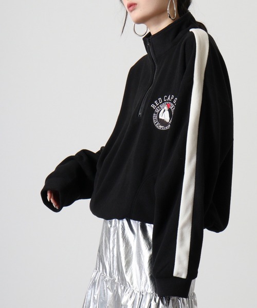 Red Cap Girl(レッドキャプガール)の「RED CAP GIRL フリース袖ラインRCG胸刺繍HALFZIP(スウェット・メンズ・オートミール/アイボリー/ブラック/グレー・M/L)」の7枚目の写真
