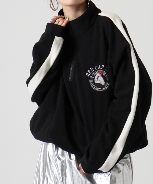 Red Cap Girl(レッドキャプガール)の「RED CAP GIRL フリース袖ラインRCG胸刺繍HALFZIP(スウェット・メンズ・オートミール/アイボリー/ブラック/グレー・M/L)」の8枚目の写真