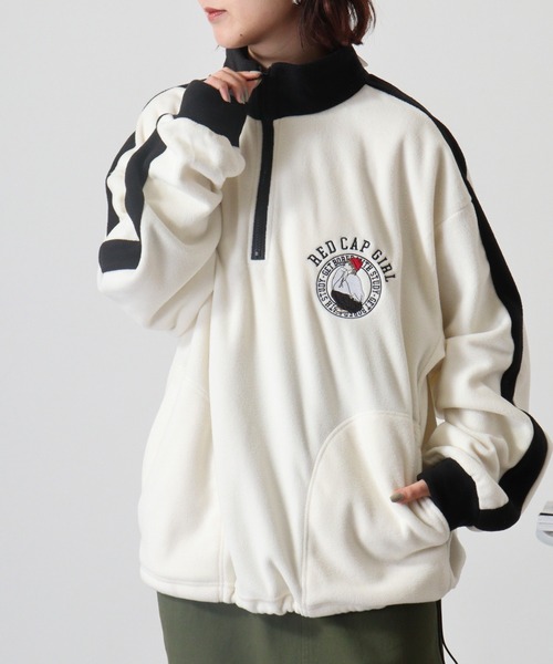 Red Cap Girl(レッドキャプガール)の「RED CAP GIRL フリース袖ラインRCG胸刺繍HALFZIP(スウェット・メンズ・オートミール/アイボリー/ブラック/グレー・M/L)」の15枚目の写真