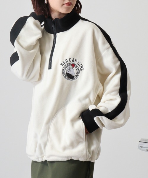 Red Cap Girl(レッドキャプガール)の「RED CAP GIRL フリース袖ラインRCG胸刺繍HALFZIP(スウェット・メンズ・オートミール/アイボリー/ブラック/グレー・M/L)」の10枚目の写真